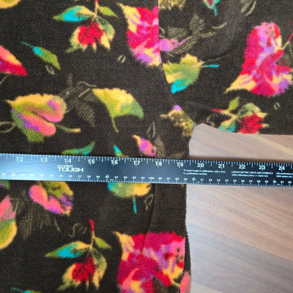 VTG Lavon Floral Fleece Jacket Zip Up Small Brown Colorful Leaf Print Full Zip - Picture 3 of 7